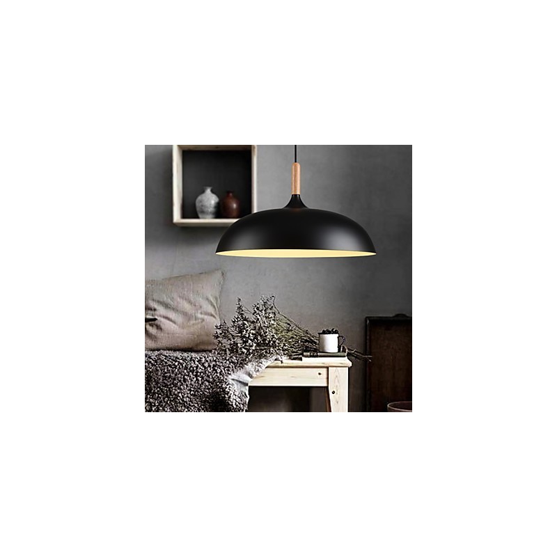 Lampe suspendue rétro en bois et métal pour café