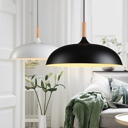 Lampe suspendue rétro en bois et métal pour café