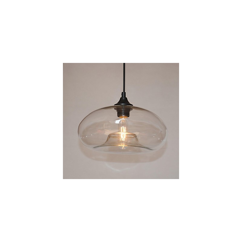 Suspension moderne à 1 lumière avec abat-jour transparent