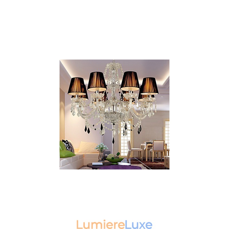 Lustre en cristal élégant à 8 lumières