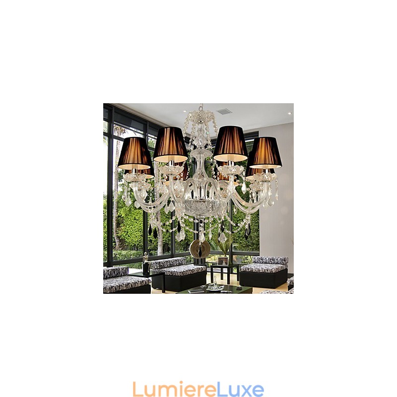 Lustre en cristal élégant à 8 lumières
