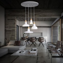 Suspension créative à 4 lumières avec abat-jour en fer