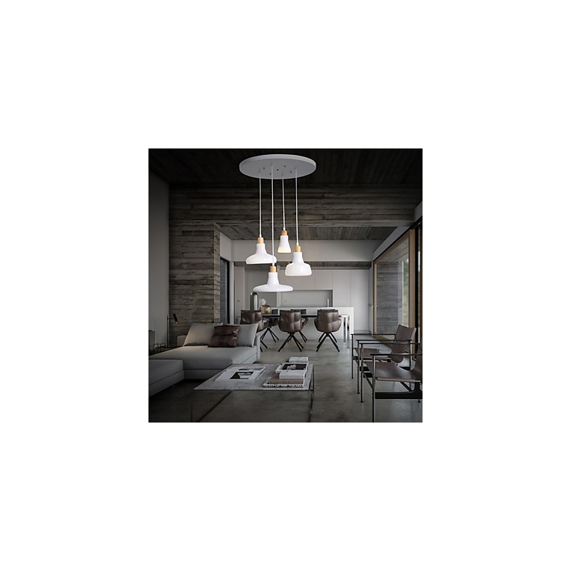 Suspension créative à 4 lumières avec abat-jour en fer