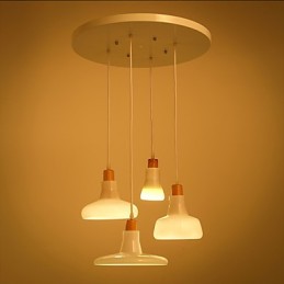 Suspension créative à 4 lumières avec abat-jour en fer
