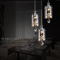Suspension moderne contemporaine en cristal et autres verres