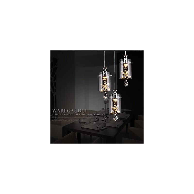 Suspension moderne contemporaine en cristal et autres verres