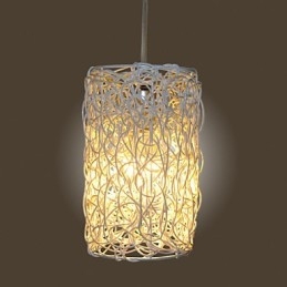 Lampe suspendue à tête unique en rotin tressé moderne et rural