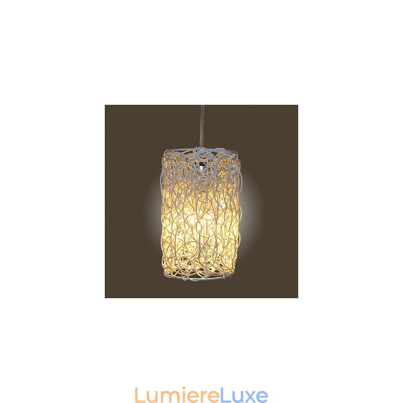 Lampe suspendue à tête unique en rotin tressé moderne et rural