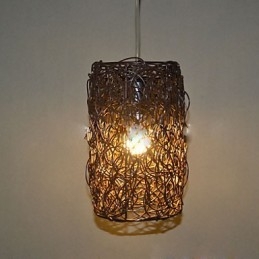 Lampe suspendue à tête unique en rotin tressé moderne et rural
