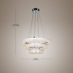 Suspension en cristal moderne à trois anneaux