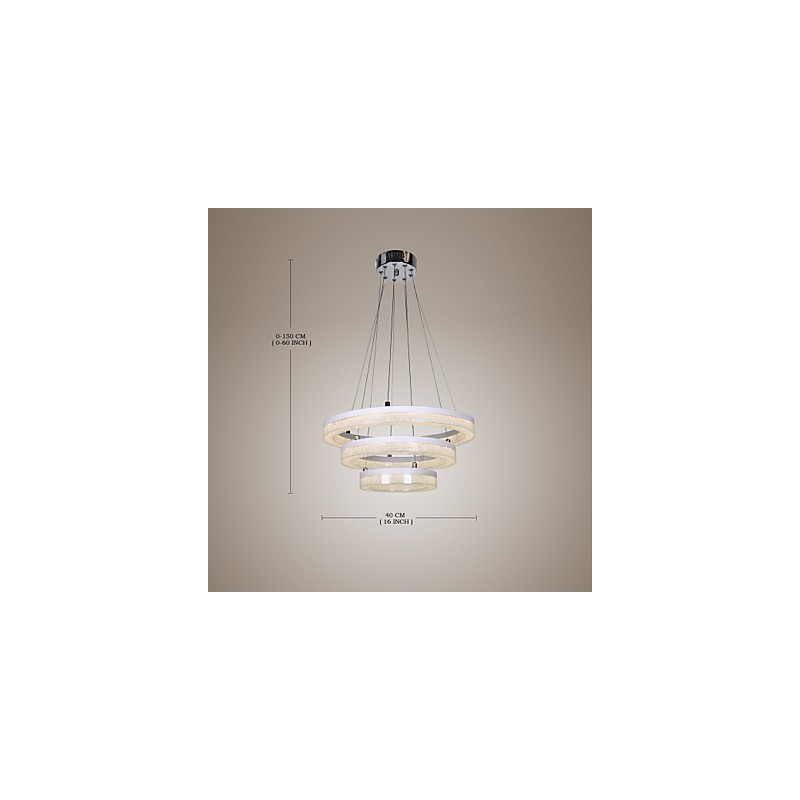 Suspension en cristal moderne à trois anneaux