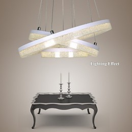 Suspension en cristal moderne à trois anneaux
