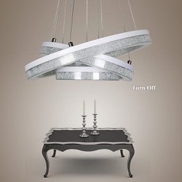 Suspension en cristal moderne à trois anneaux