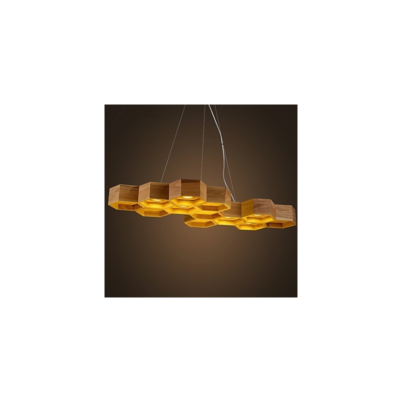 Lustre design Art Individualité Lampes simples en bois nid d'abeille