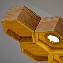 Lustre design Art Individualité Lampes simples en bois nid d'abeille
