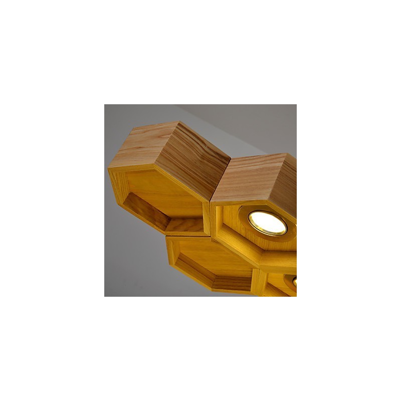 Lustre design Art Individualité Lampes simples en bois nid d'abeille