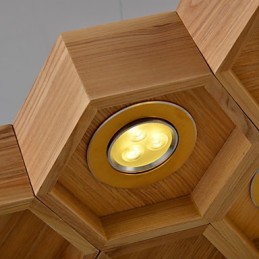 Lustre design Art Individualité Lampes simples en bois nid d'abeille