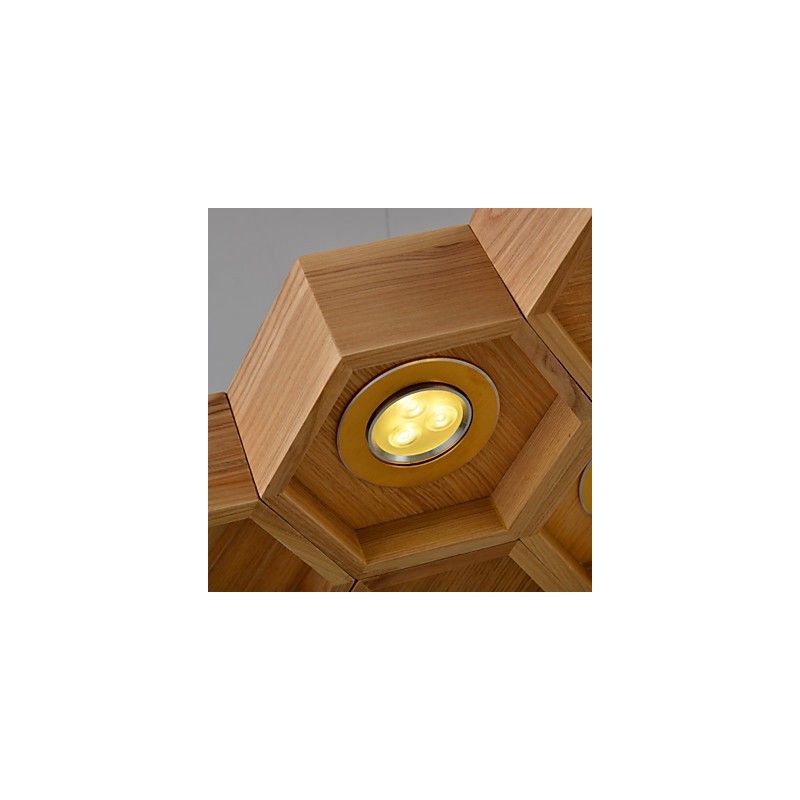 Lustre design Art Individualité Lampes simples en bois nid d'abeille