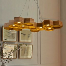 Lustre design Art Individualité Lampes simples en bois nid d'abeille