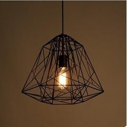 Lampe à suspension rétro en fer forgé avec motif diamant