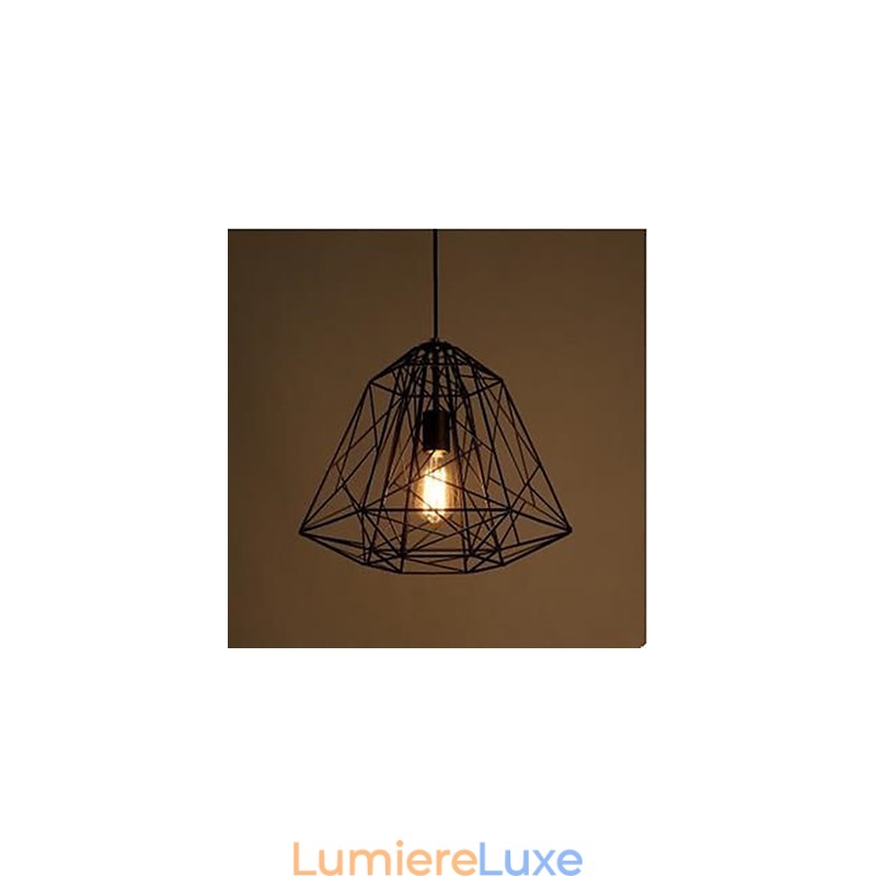 Lampe à suspension rétro en fer forgé avec motif diamant
