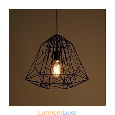 Lampe à suspension rétro en fer forgé avec motif diamant Lampe à suspension rétro en fer forgé avec motif diamant
