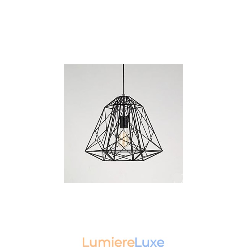 Lampe à suspension rétro en fer forgé avec motif diamant