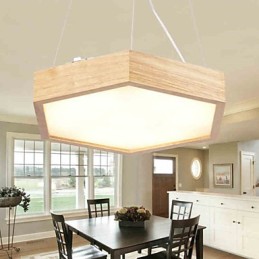 Suspension moderne contemporaine en bois et bambou de style campagnard