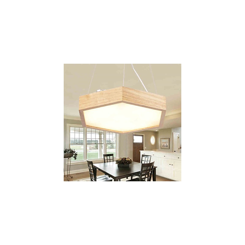Suspension moderne contemporaine en bois et bambou de style campagnard